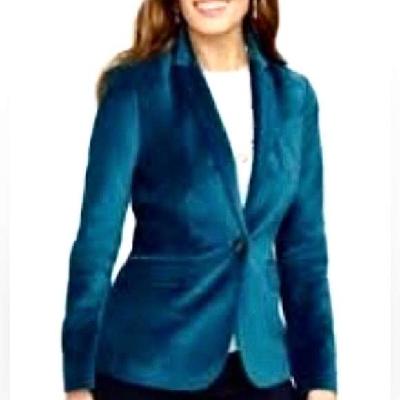 TALBOTS SIGNATURE Teal Velvet Single Button Blazer - Picture 11 of 12